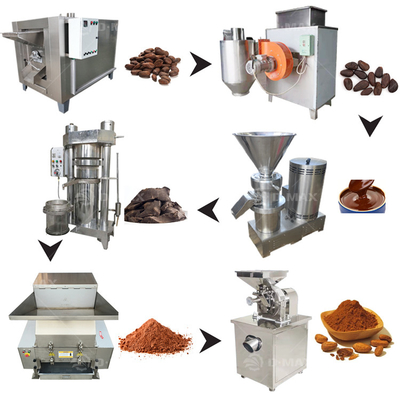 0.75kw Macchina di lavorazione dei chicchi di cacao per la produzione di cioccolato liquido e polvere di cacao