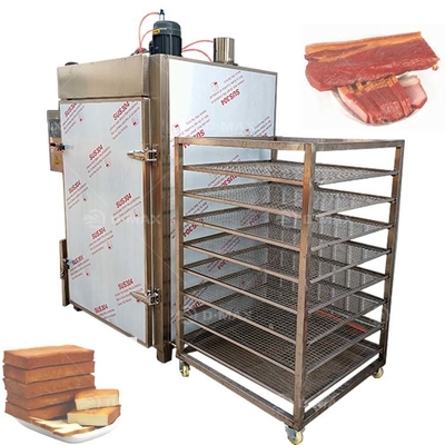 Forno da forno per carne di pesce affumicato ad alta velocità da 30 kg/partizione con carrello e dispositivo di fumo