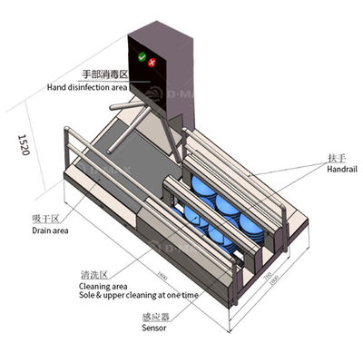 Macchina per la pulizia automatica degli stivali con spazzola per il processo di pulizia con acqua fredda